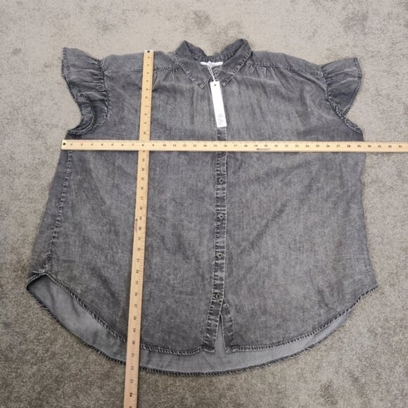 Jane + Delancey Women's Button Down Denim Blouse in Gray Size 3X NEW Fall - Picture 5 of 8